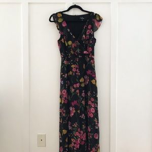 Black floral flowy jumpsuit